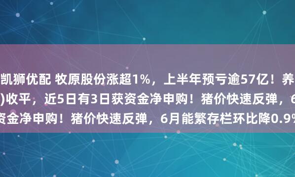 凯狮优配 牧原股份涨超1%，上半年预亏逾57亿！养殖ETF汇添富(159172)收平，近5日有3日获资金净申购！猪价快速反弹，6月能繁存栏环比降0.9%
